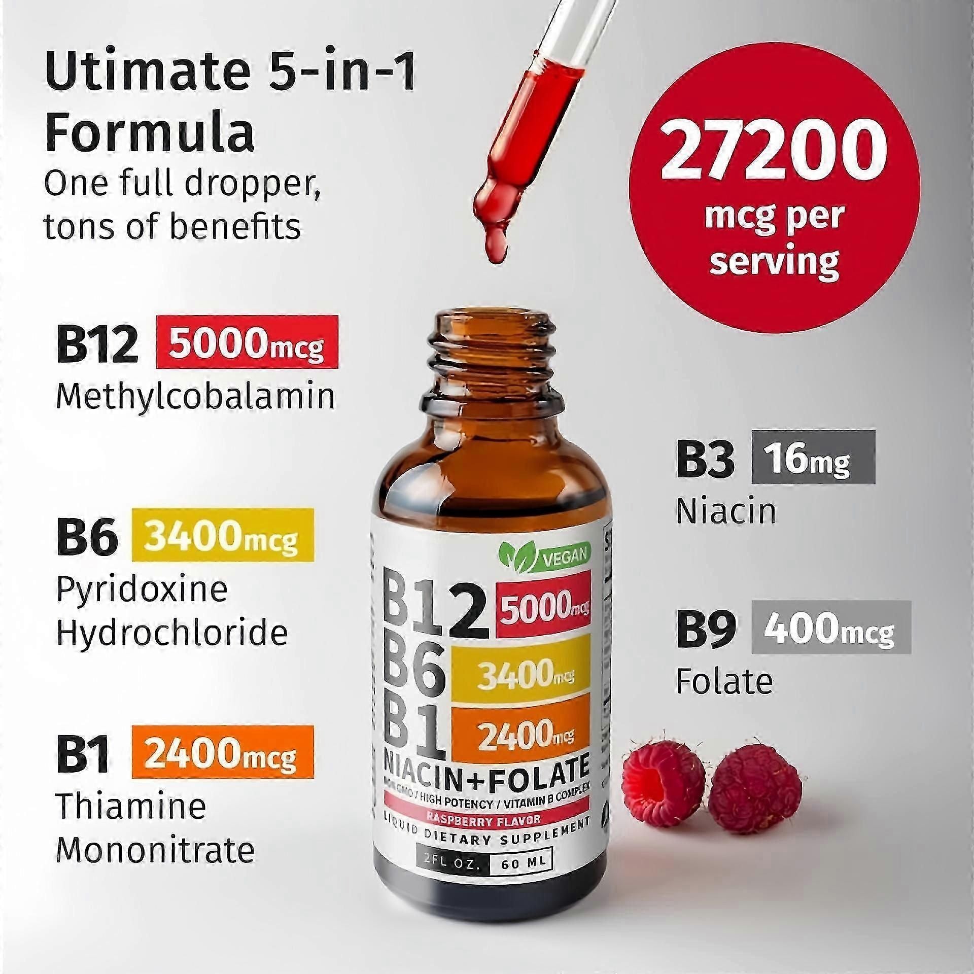 Vitamin B12 and B6 Liquid Drops,(2 Pack) B12 Sublingual Vitamin B Complex - B 12 Vitamin