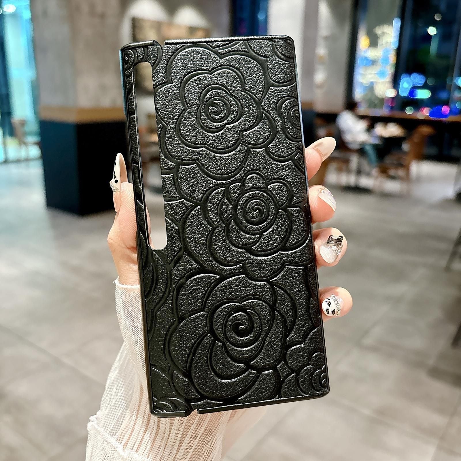 Camellia Pattern PU Case For Huawei Mate Xs 2