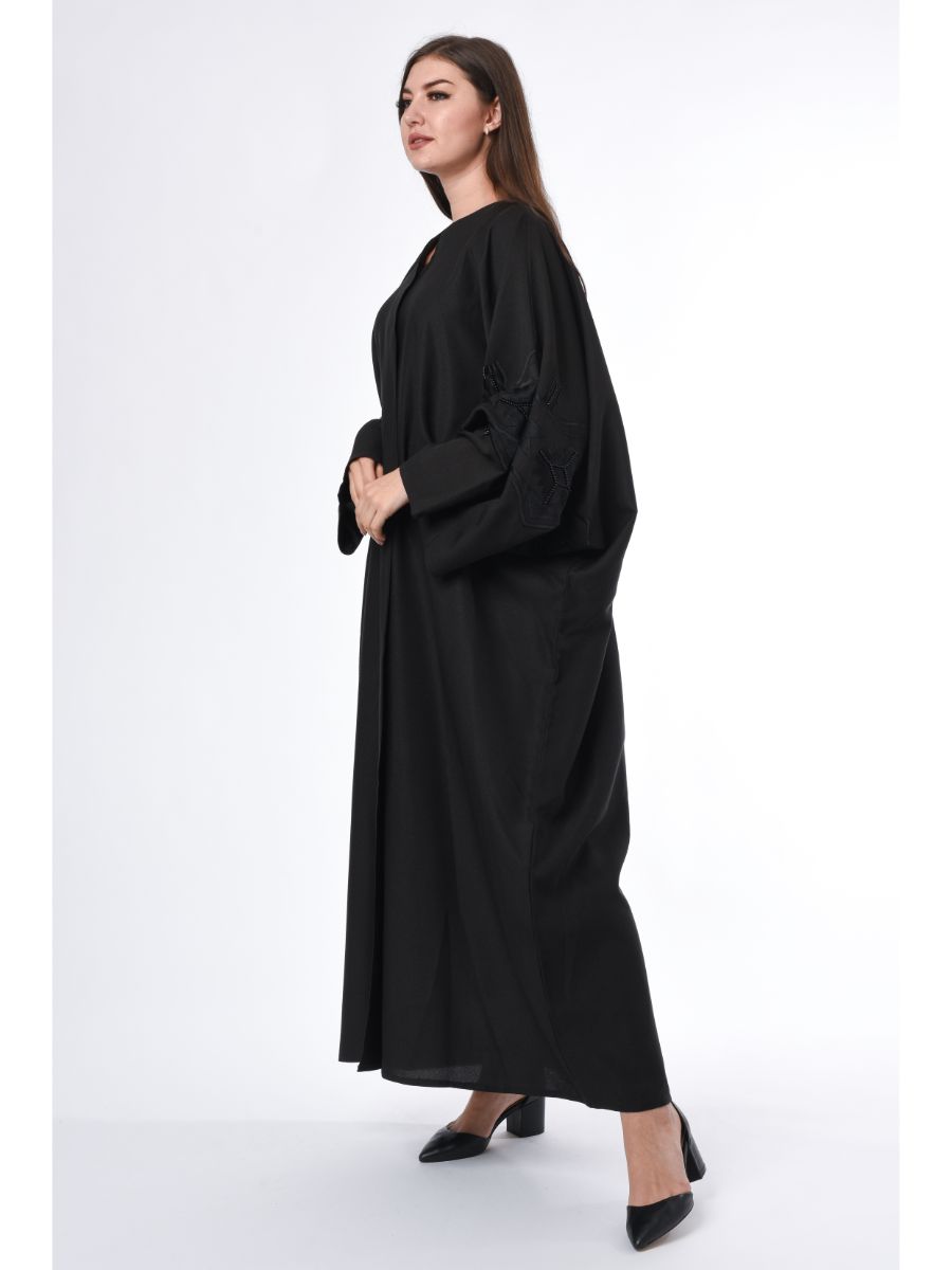 MOiSTREET Black Abaya with Embroidery