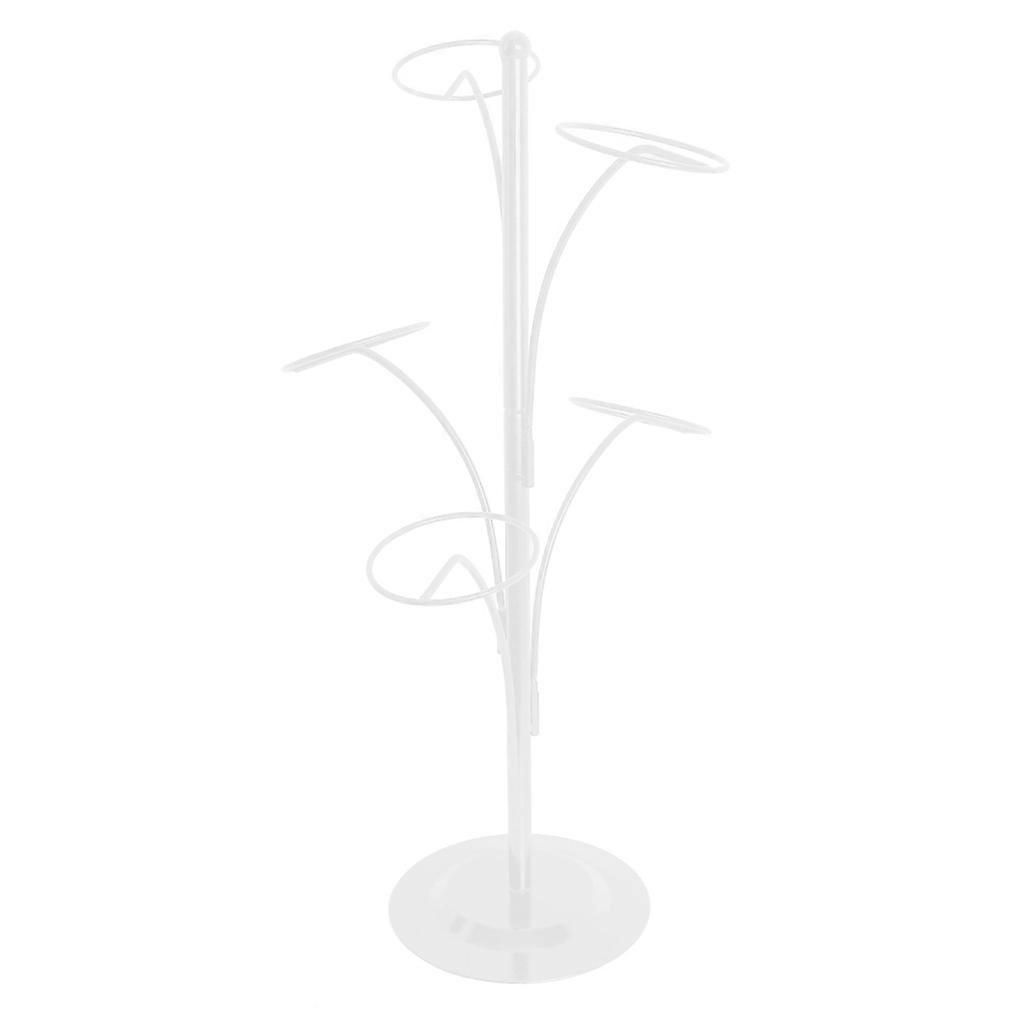Metal Hats Display Rack with 5 Round Standing Hooks