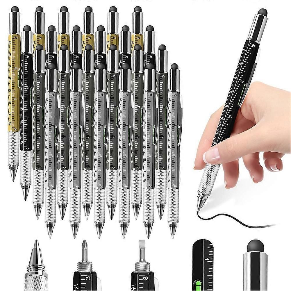 24 PCS 6-in-1 Multitool Pen with Ruler, Level, Stylus, Screwdrivers - Ideal Gift for Men