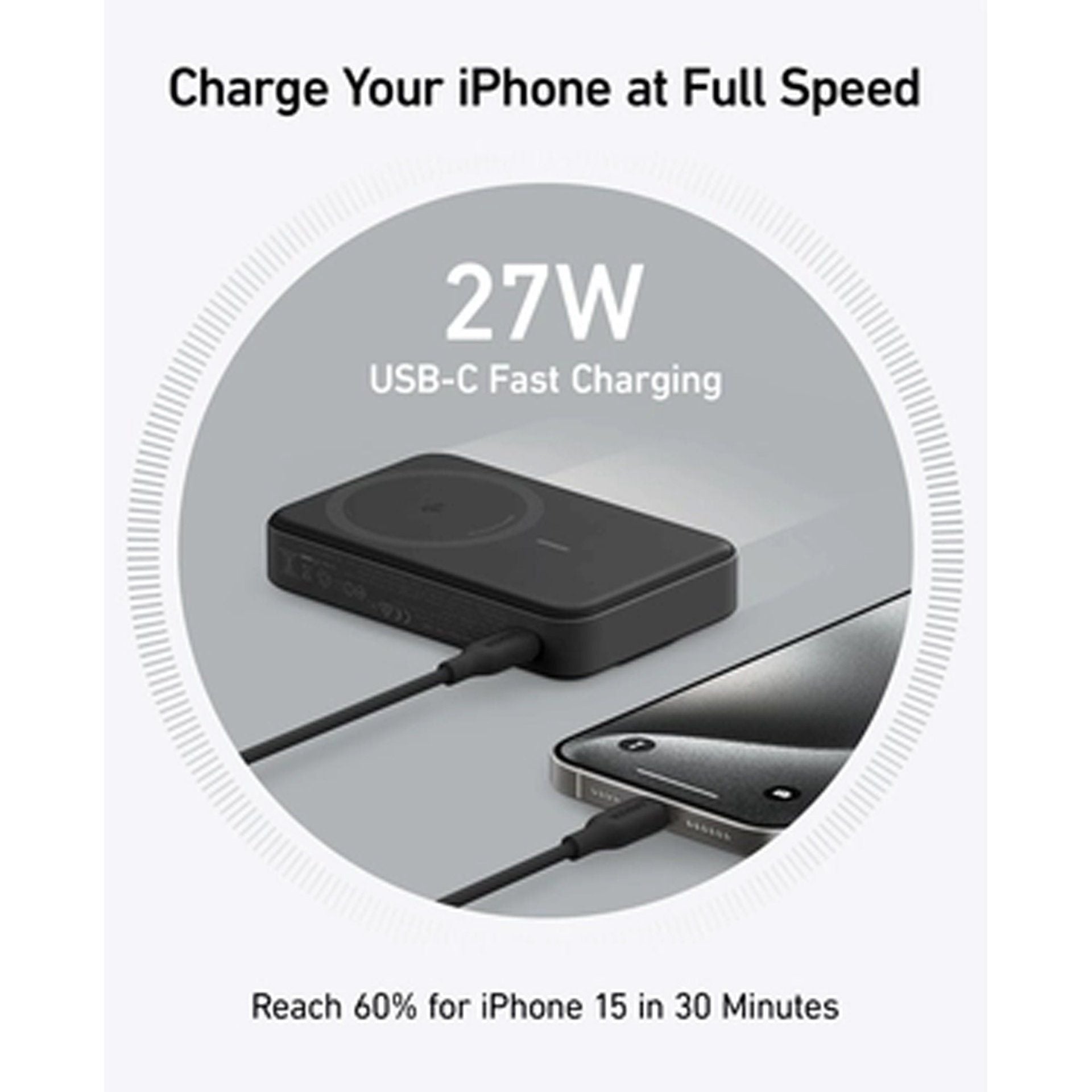 Anker 633 MagGo PowerCore 10000mAh Magnetic Power Bank, 27W, Black