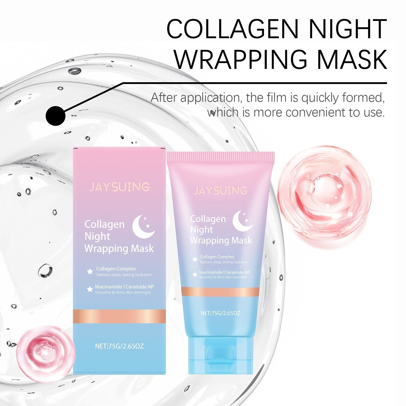 Collagen Night Peel-Off Mask, Facial Care, Hydrating, Firming, Exfoliating, Non-Sticky, Moisturizing ,75g