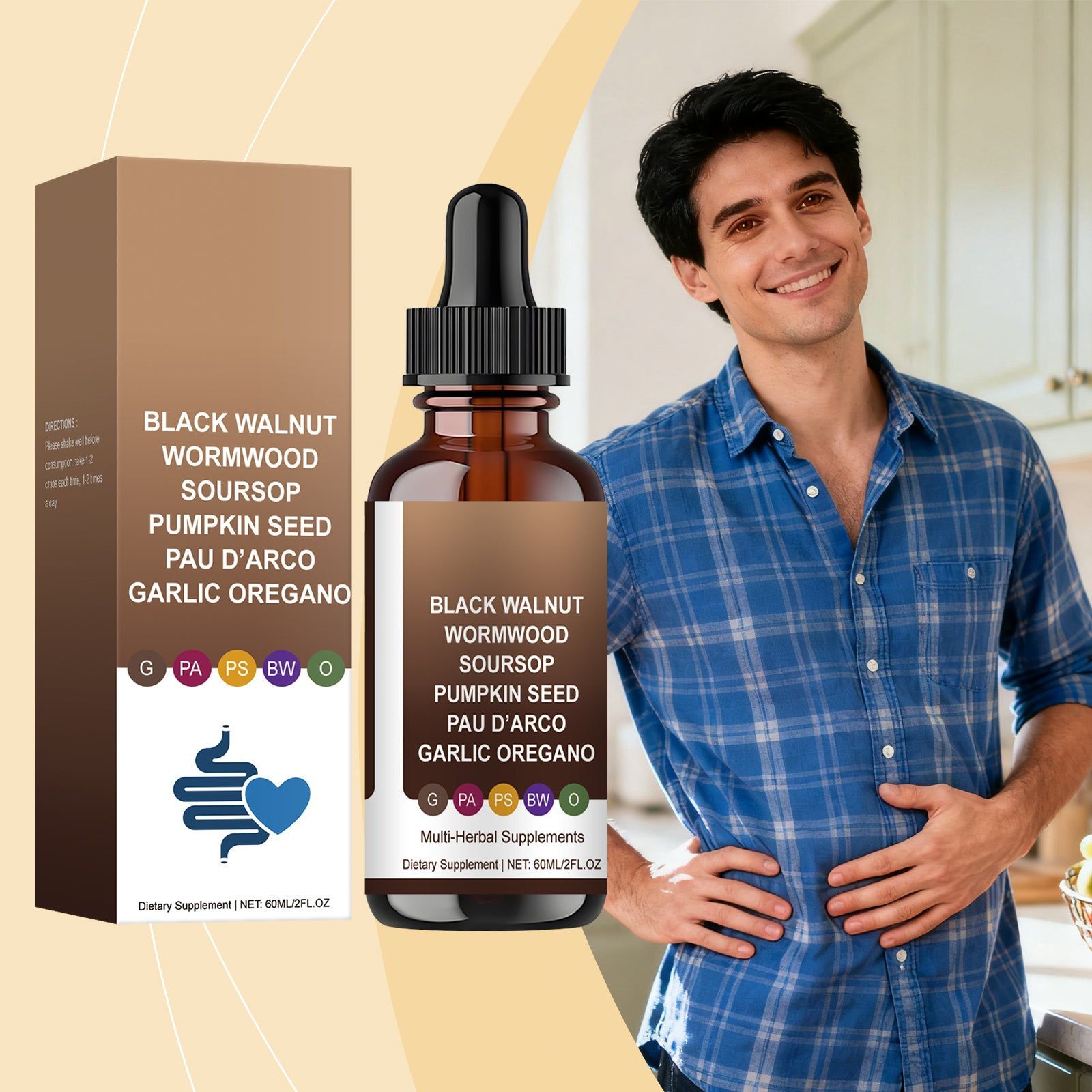Body Care Drops Daily Gentle Relief, Herbal Digestive Support, Clear Mind, Natural Formula ,60ml