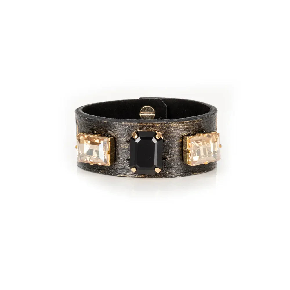 The Dark Noir Ascendant Crystal Leather Cuff