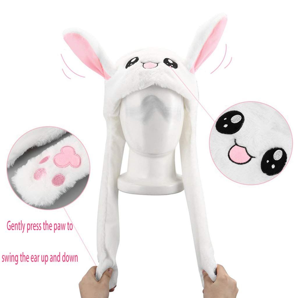 LED Glowing Plush Bunny Funny Hat With Moving Jumping Ears