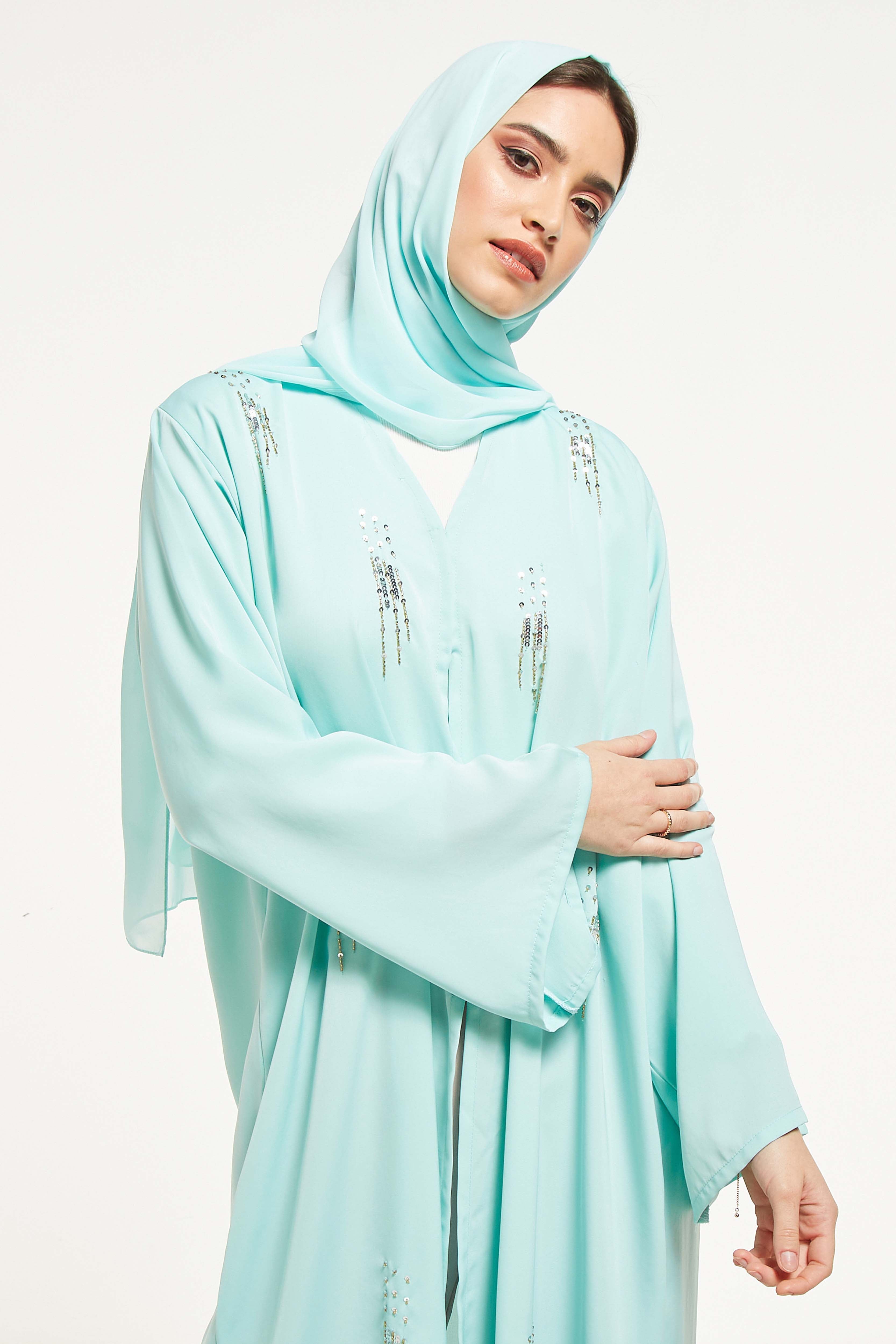 MOiSTREET Embellished Abaya with Sheila