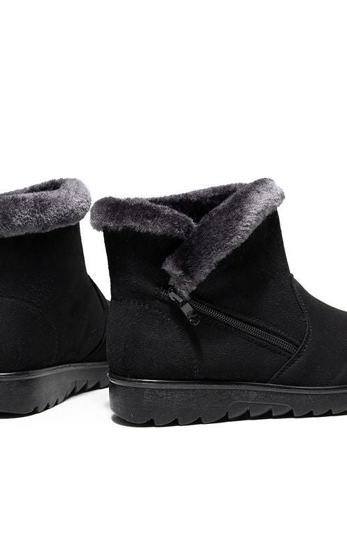 No-slip Winter Boots Zipper Solid Plush Warm Ankle for Women