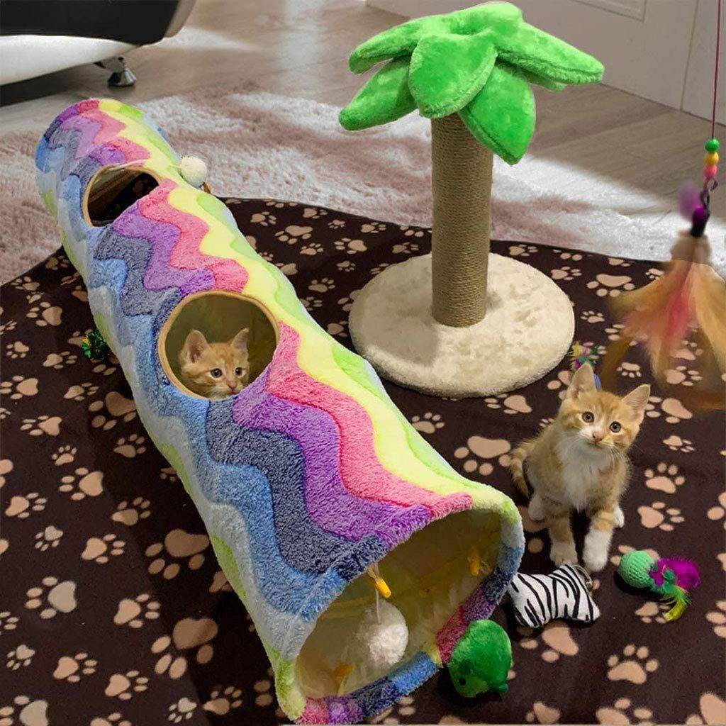 Cat Toys Collapsible Plush Tunnel Pet Scratch Resistant Foldable Play Tube Toy