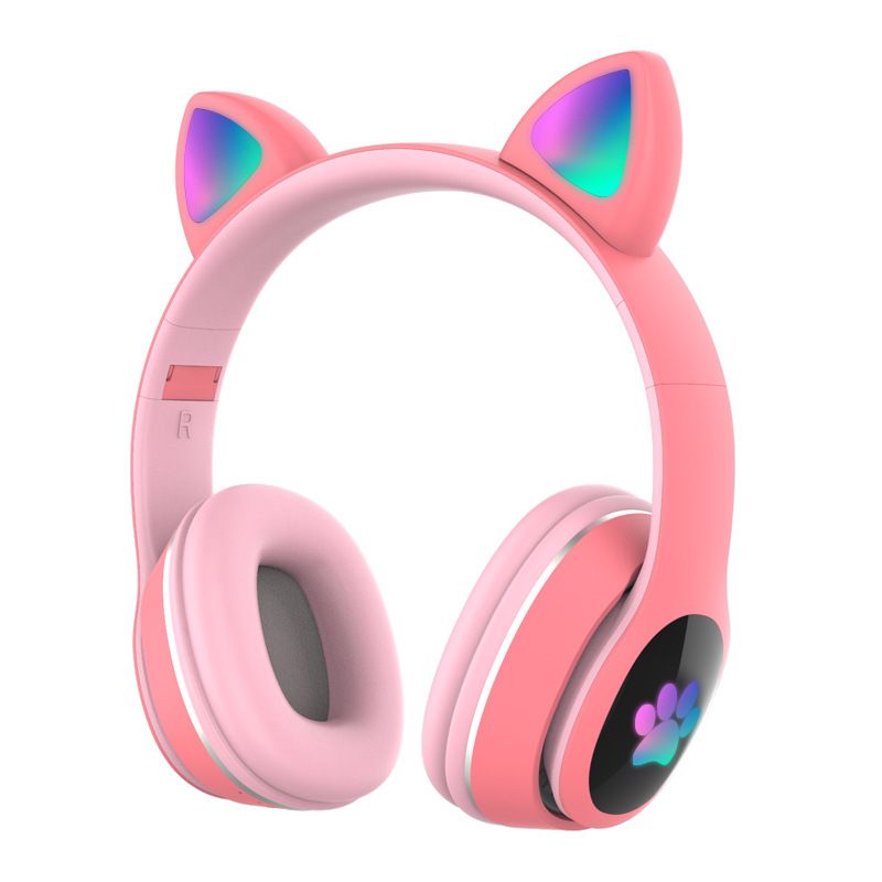 Foldable Over Ear Music Headset Glowing Cat Ear Headphones