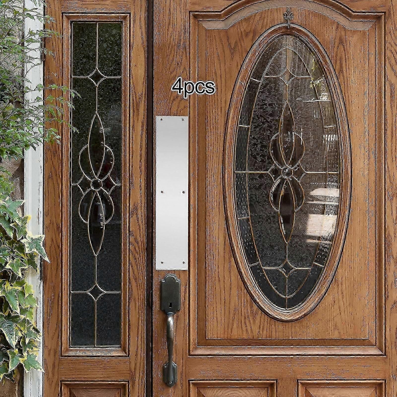 4pcs Stainless Steel Door Kick Plates for Interior Exterior Protection Anti-Scratch Push Plate Door Bottom Guard Home Use
