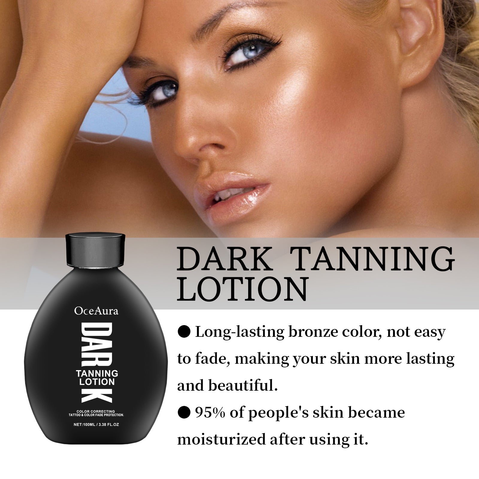 Dark Tanning Lotion, Promotes Blackening, Long-Lasting Moisturizer, Even Skin Tone ,100ml