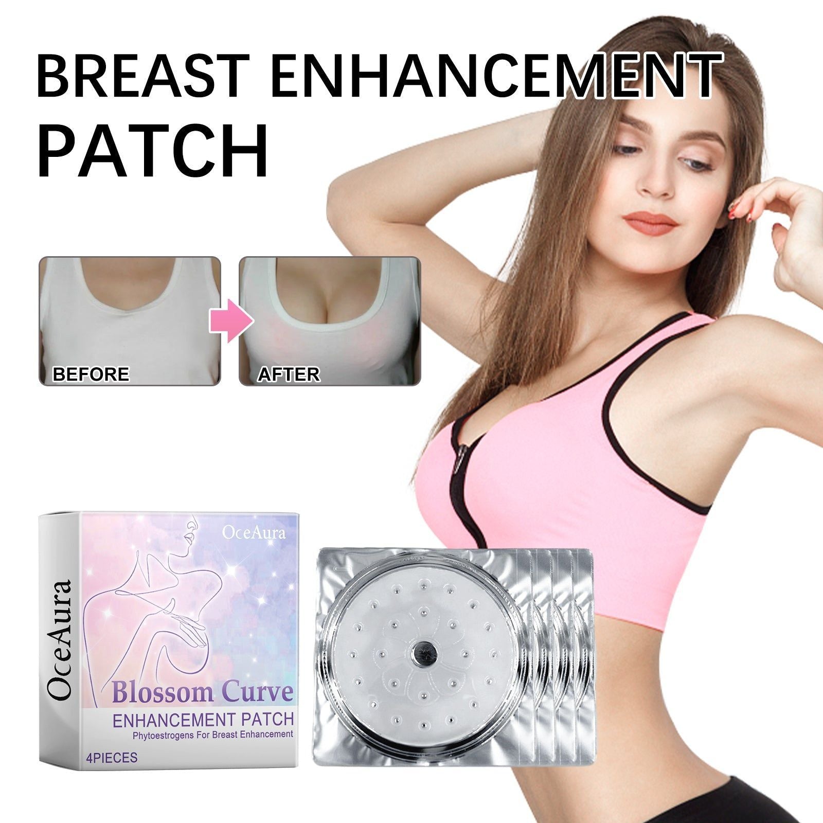 Blossom Curve Breast Lift and Enhancement Patch, Firming, Volumizing, Anti-Sagging ,4pcs