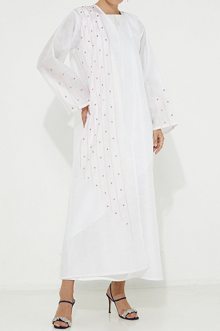 MOiSTREET  White Organza Abaya