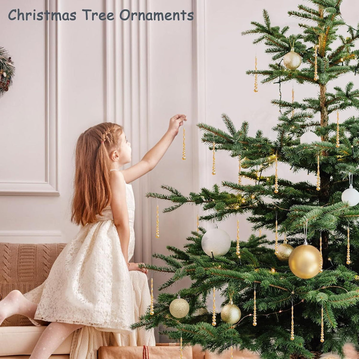 12 Pcs Christmas Tree Ornaments Crystal Icicle Glass Beads Hanging Pendants