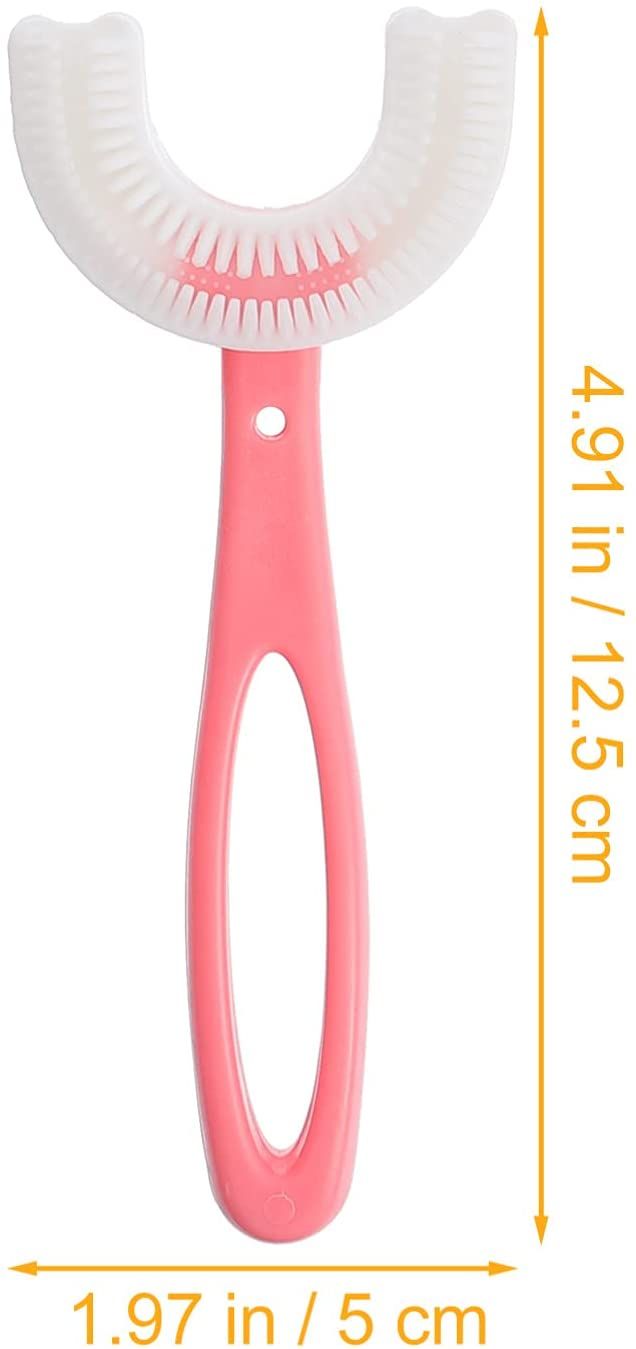 2pcs Kids U Shaped Toothbrush 360 Degree Children Toothbrush Silicone Brush Head Oral Cleaning