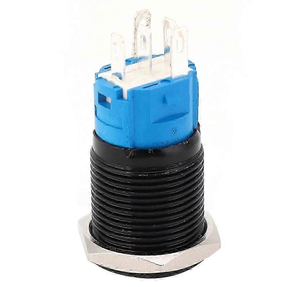 2pcs Black Self Locking Metal Switch Ip65 Protection With Led Lamp And Symbol 16mm(red 12vdc)