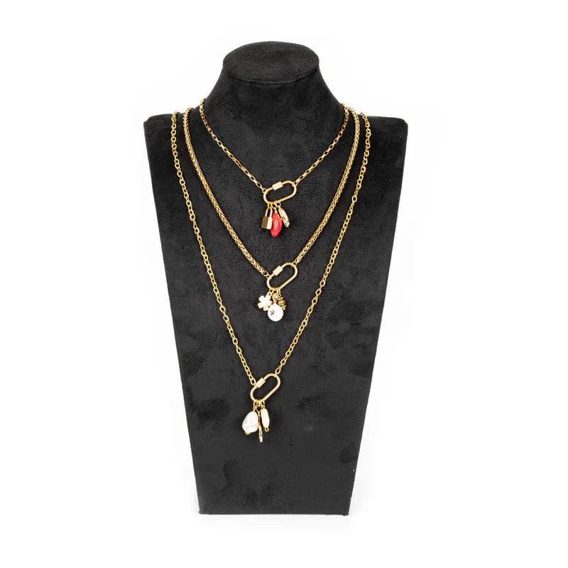 The Dark Layered Gold Chain Necklace with Charms