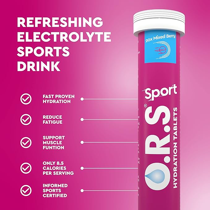 أقراص O.R.S Sport Hydration بنكهة التوت الطبيعي المختلط 20 قرصًا