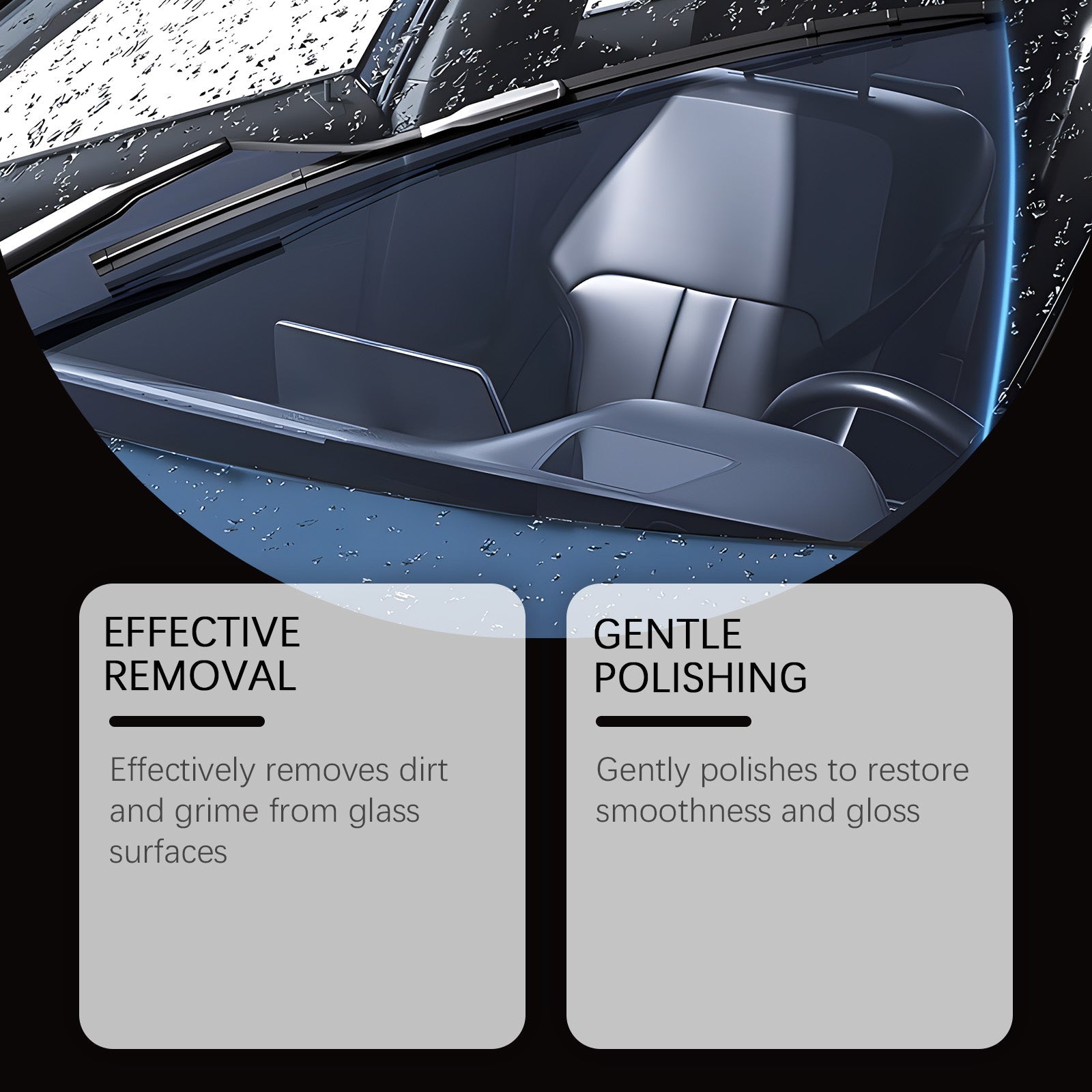 Car Glass Care, Water Stain Remover, Anti-Fog, Easy Clean, Shine & Protect ,100g