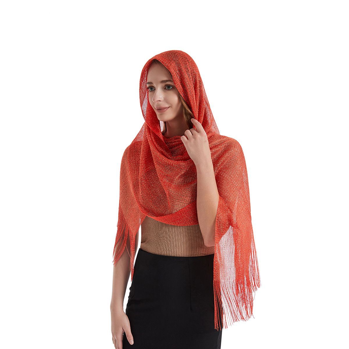 Teal Chiffon Shawl Wrap for Women Evening & Wedding