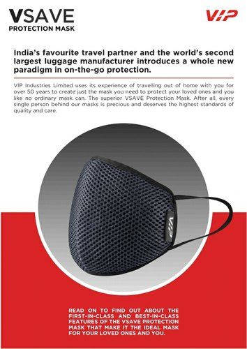 V-SAVE VIP Face Mask Single Piece In Medium & Large Size - Black