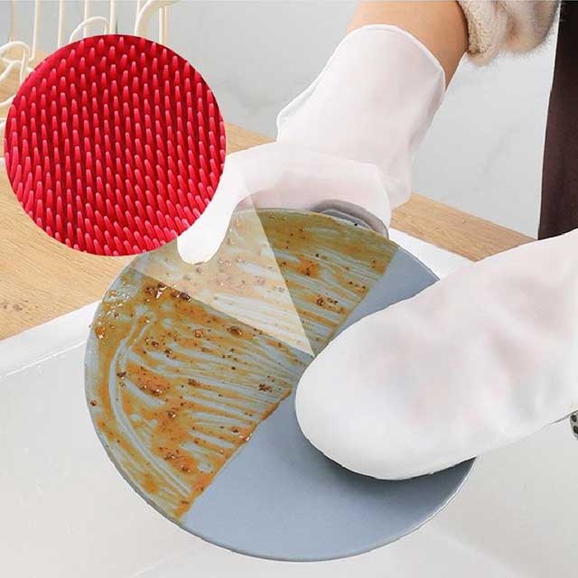 1 Pair Magic Gloves Kitchen Scrubber - Dual-Sided Cleaning Gloves for Washing Dishes & Household Tasks