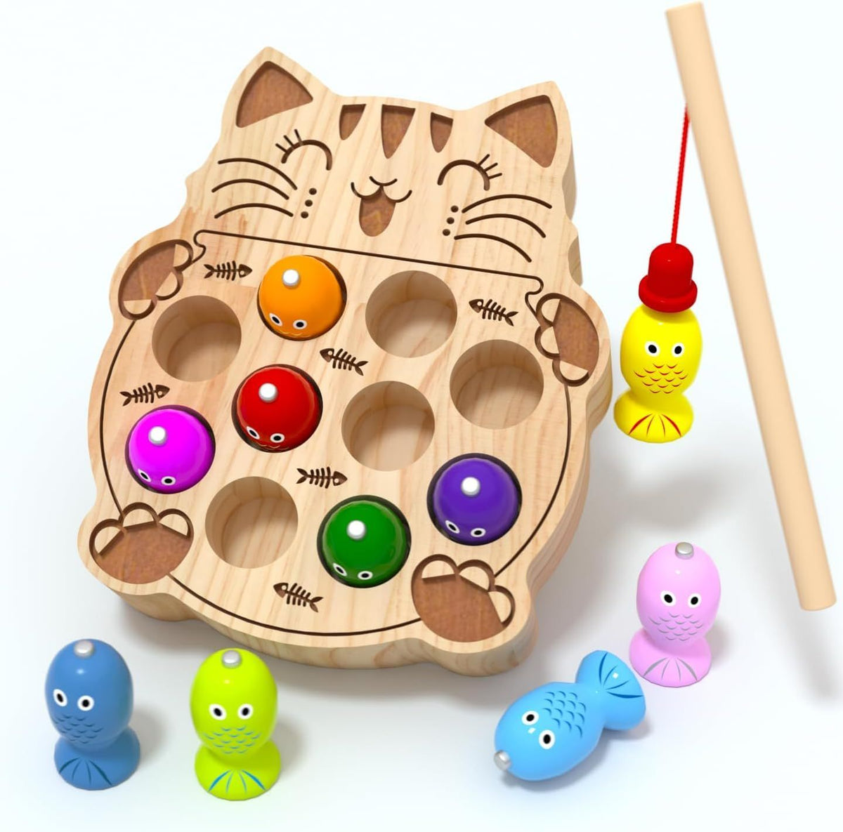 Toddler Montessori Toy Wooden Fishing Game Activity Learning Toy for Kids 1 2 3 Year Old