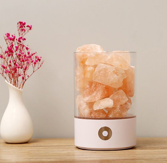 Crystal Salt Lamp Glowing Air Purifier Bedroom Sleep Aid Relax Night Light