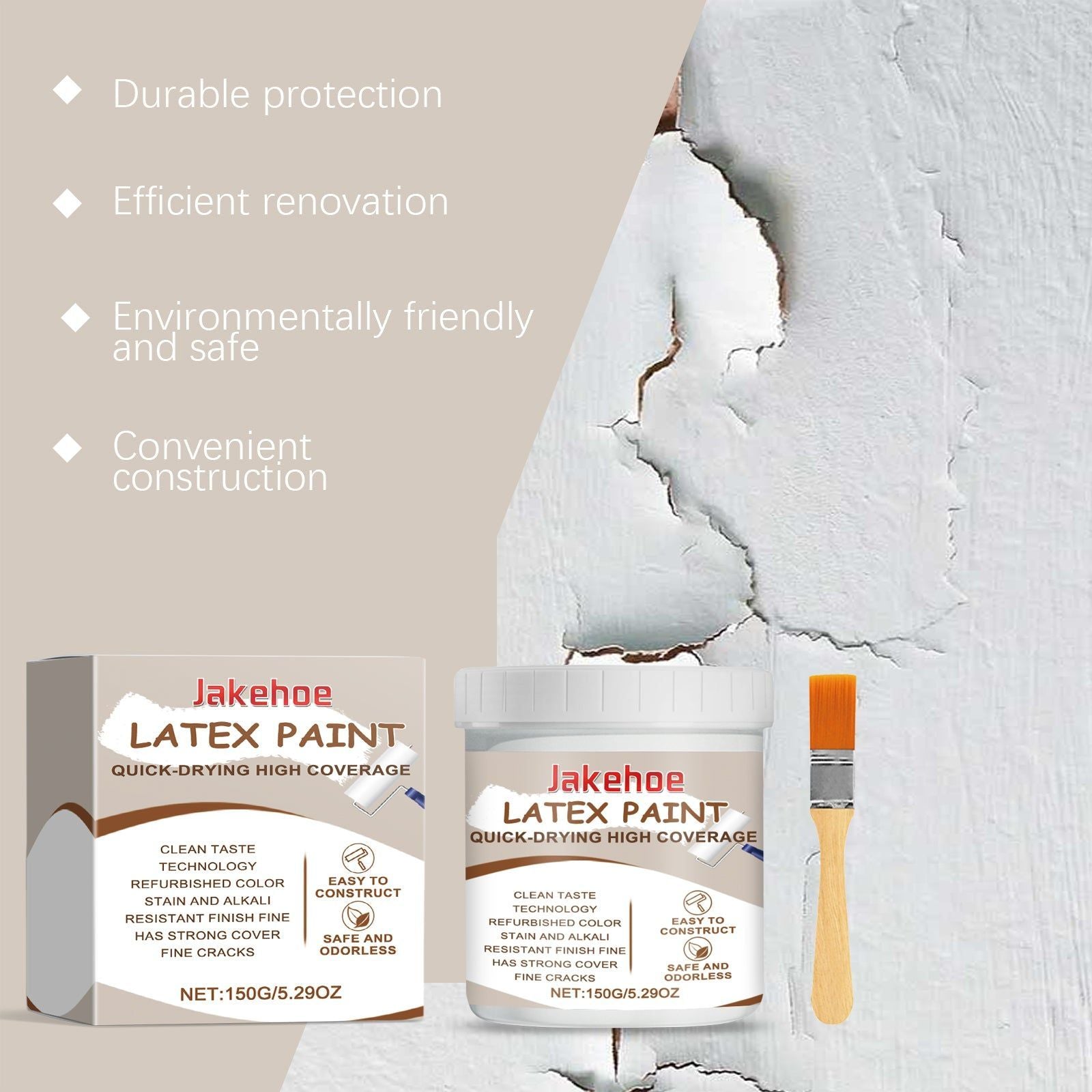 Transform Your Walls with White Latex Paint, Anti-Fouling, Water-Resistant Wall Cleaner ,1set