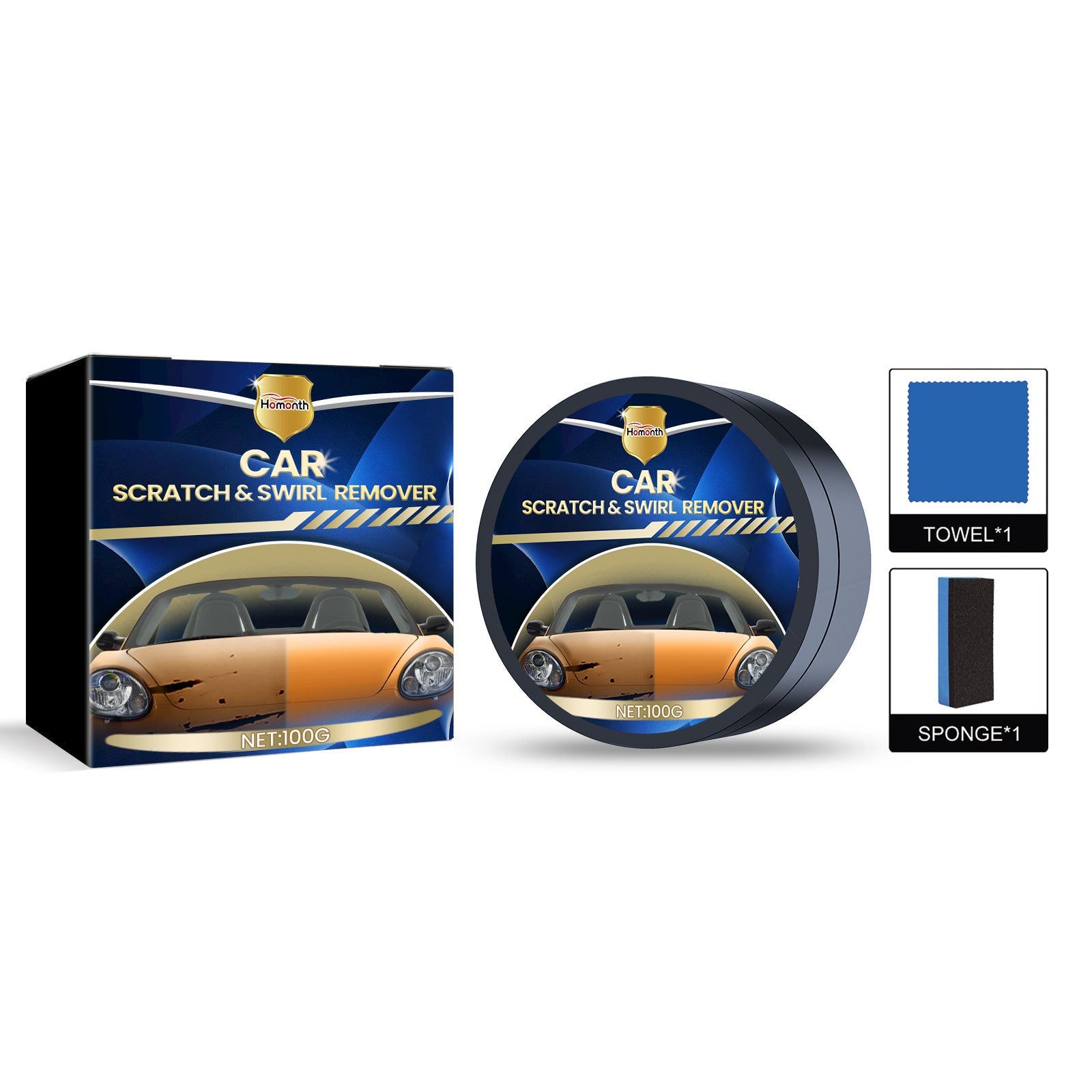 Car Scratch Repair Wax, Fast Scratch Removal, Car Paint Care, Easy Polishing, Automotive Scratch Fix ,1set