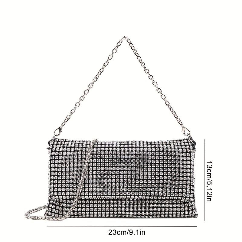 Women Rhinestone Evening Bag Handbag Bling Sequin Purse Sparkly Shoulder Bag for Party