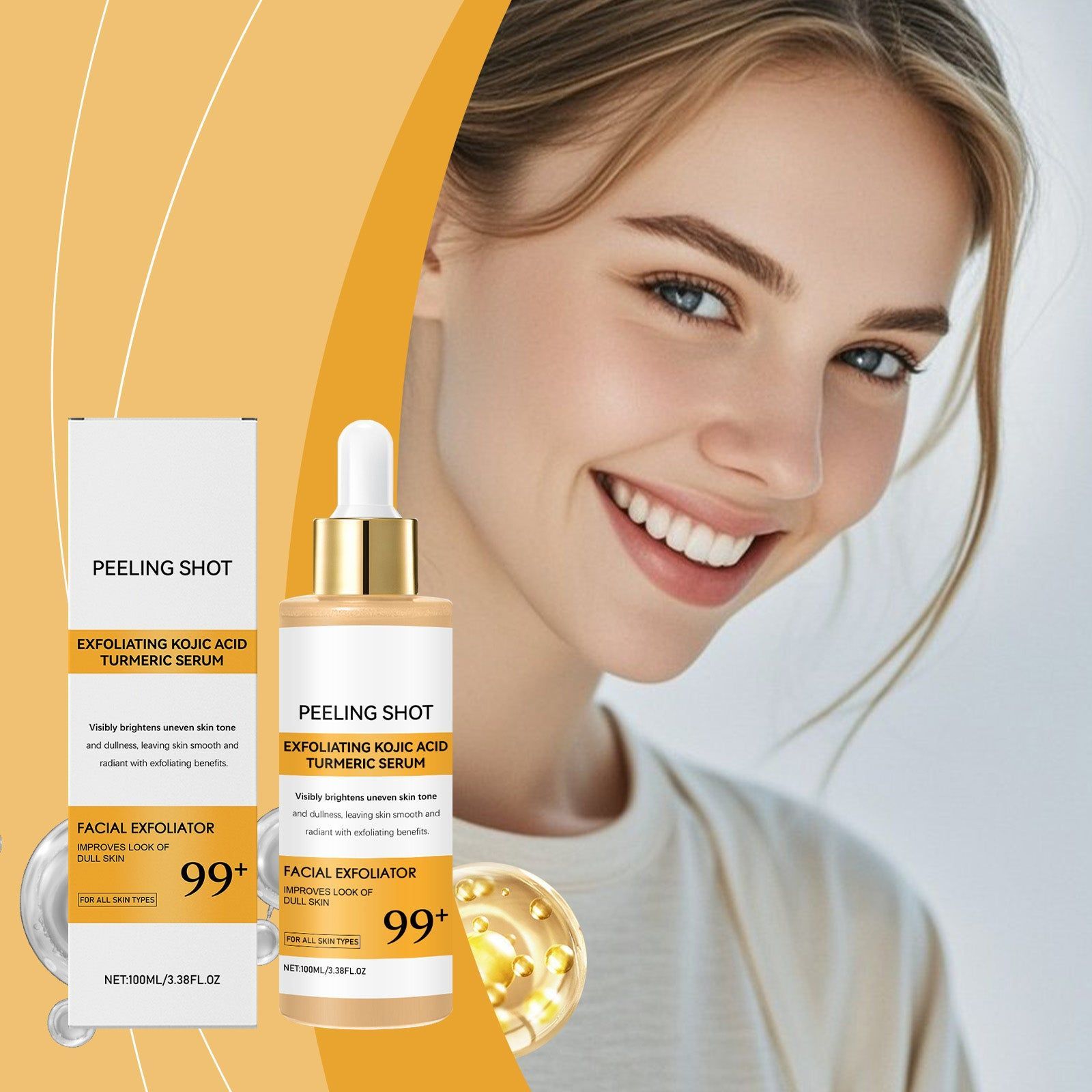Brightening Skin Care Kojic Acid Turmeric Essence, Hydrating, Pore Refining, All Skin Types ,100ml