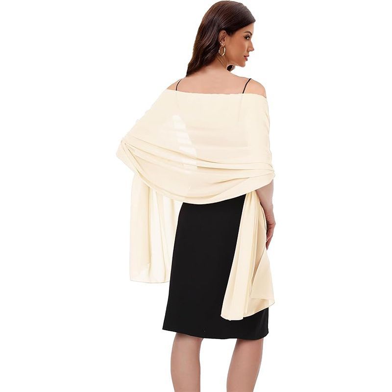 White Chiffon Shawl Wrap for Women Wedding & Evening Dress