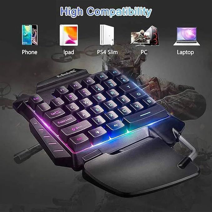 One Hand Gaming Keyboard Mini Mechanical RGB Backlit Keyboard Game Controller