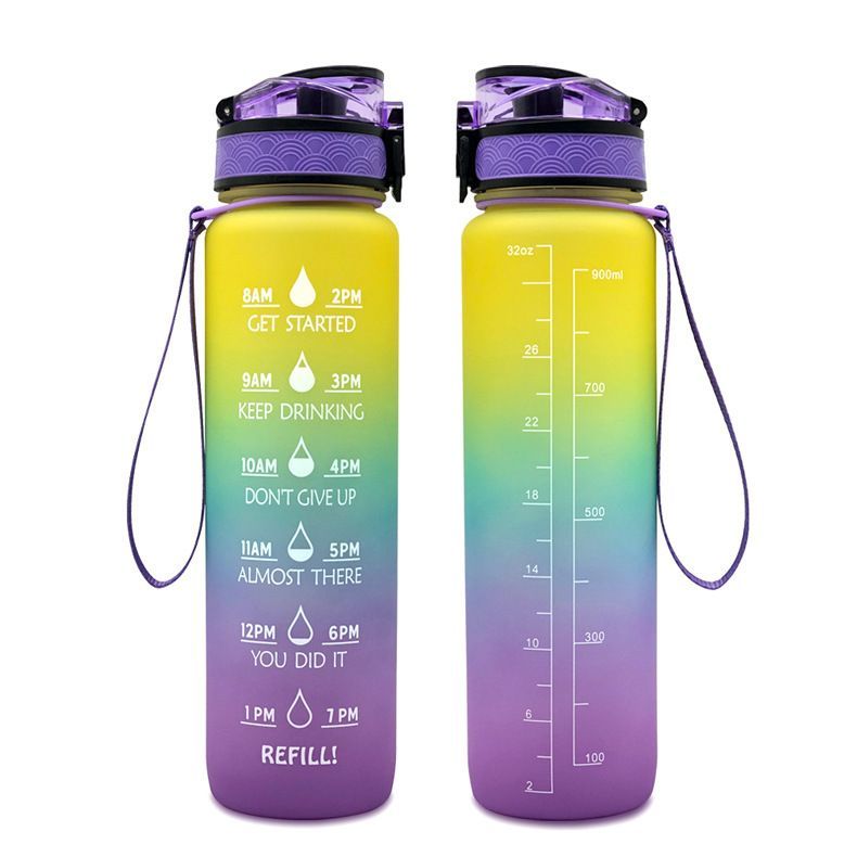 Sports Water Bottle With Time Marker BPA Free Water Jug 1000ml
