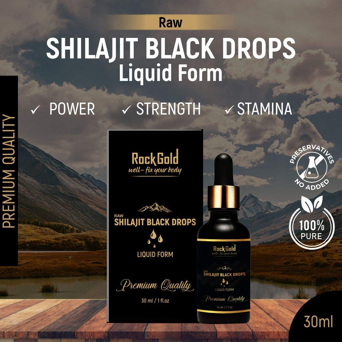 VEDAPURE ROCK GOLD Shilajit Liquid Black Drops 30 ml