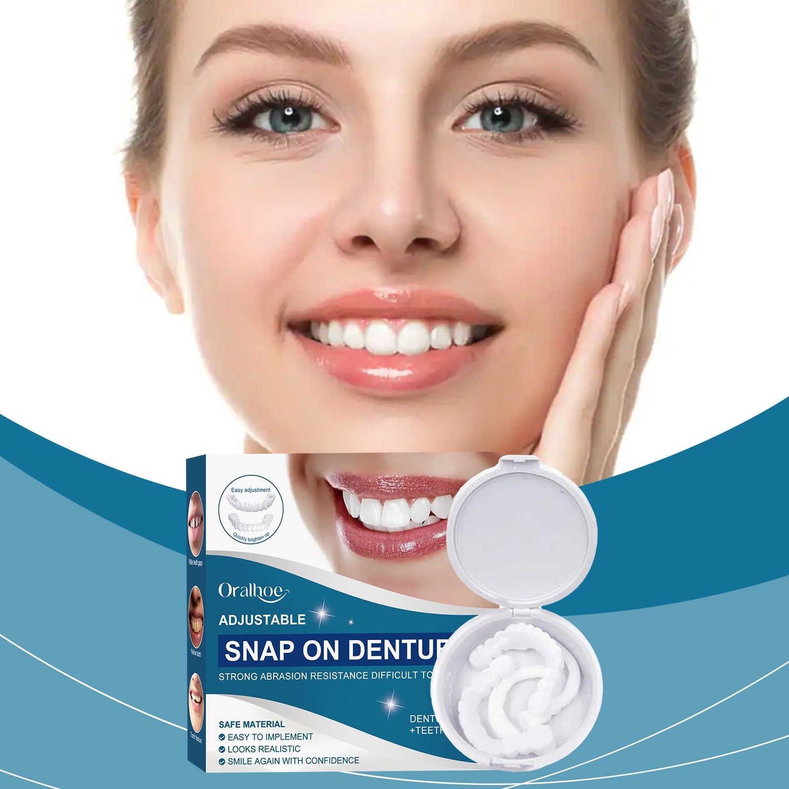 Adjustable Snap-On Denture, Natural Fit, Instant Smile Enhancement, Comfortable Materials ,1set