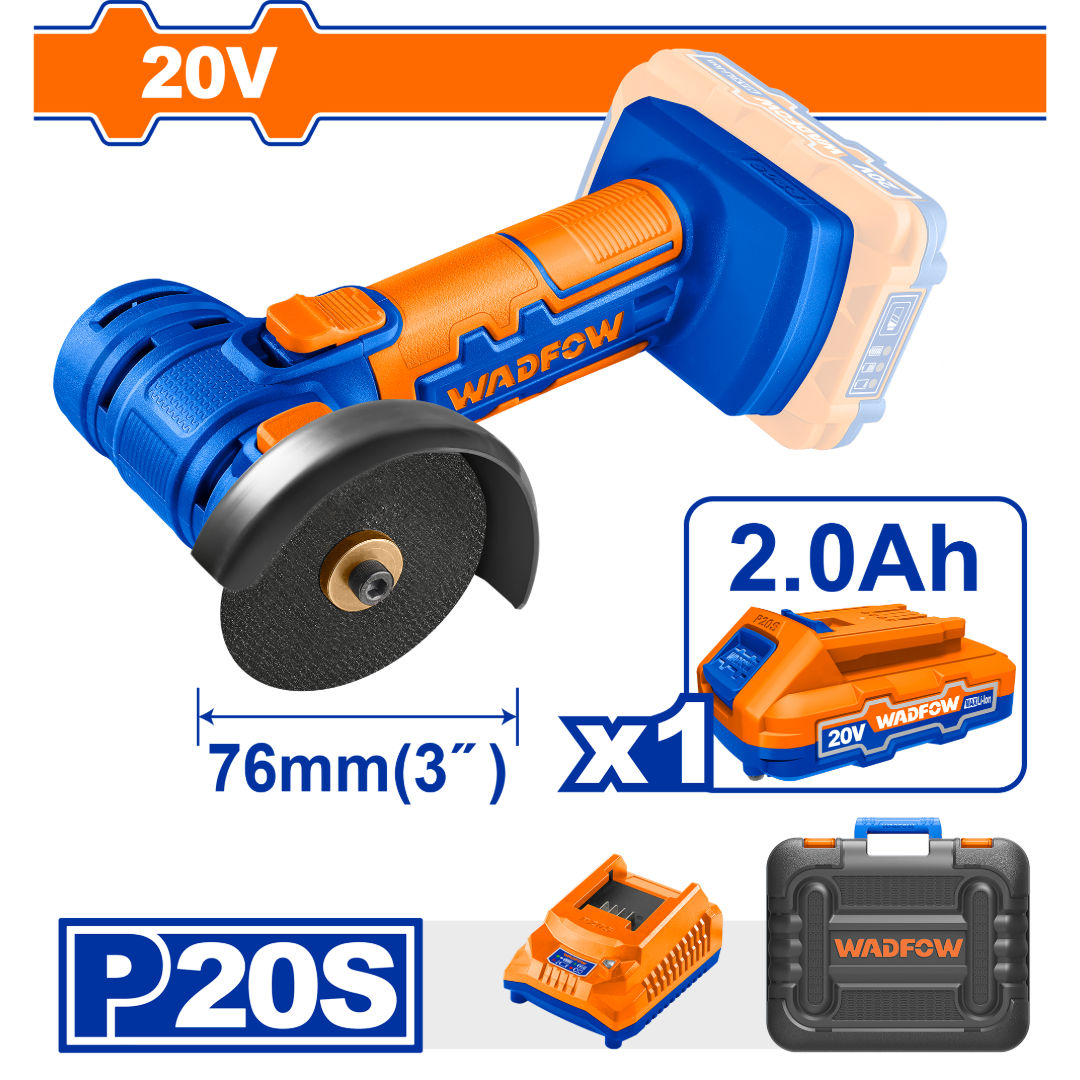WADFOW Cordless Mini Cut-Off Tool 20V with Battery, Charger & Cutting Disc Set
