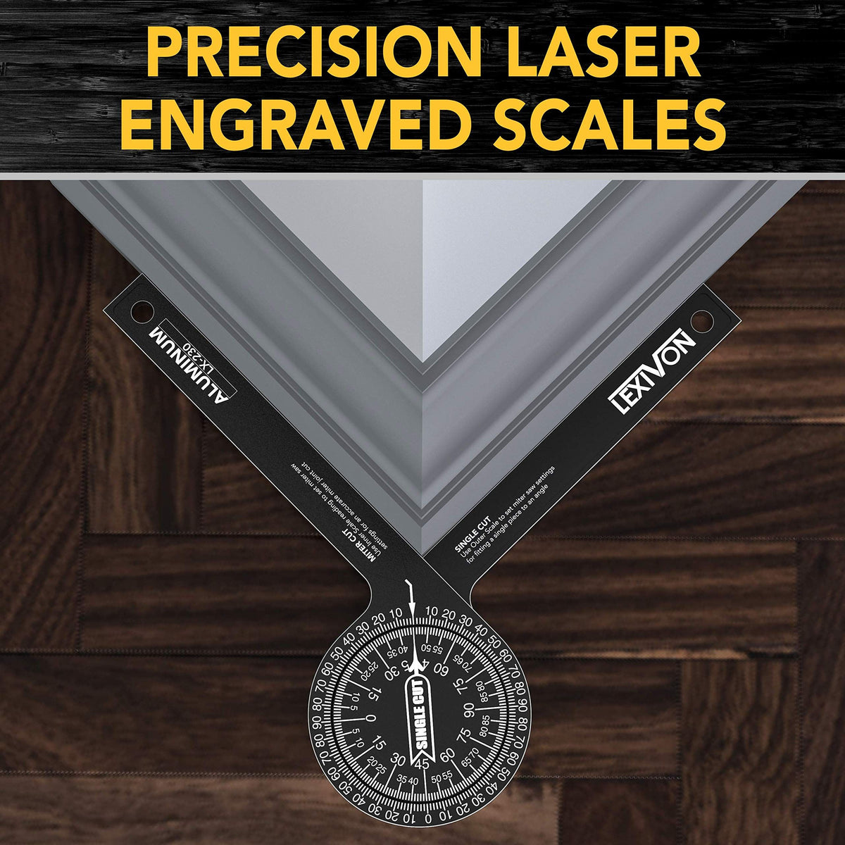 Aluminum Miter Saw Protractor 360 Degree Angle Finder Level Meter Goniometer Laser Engraved Scales