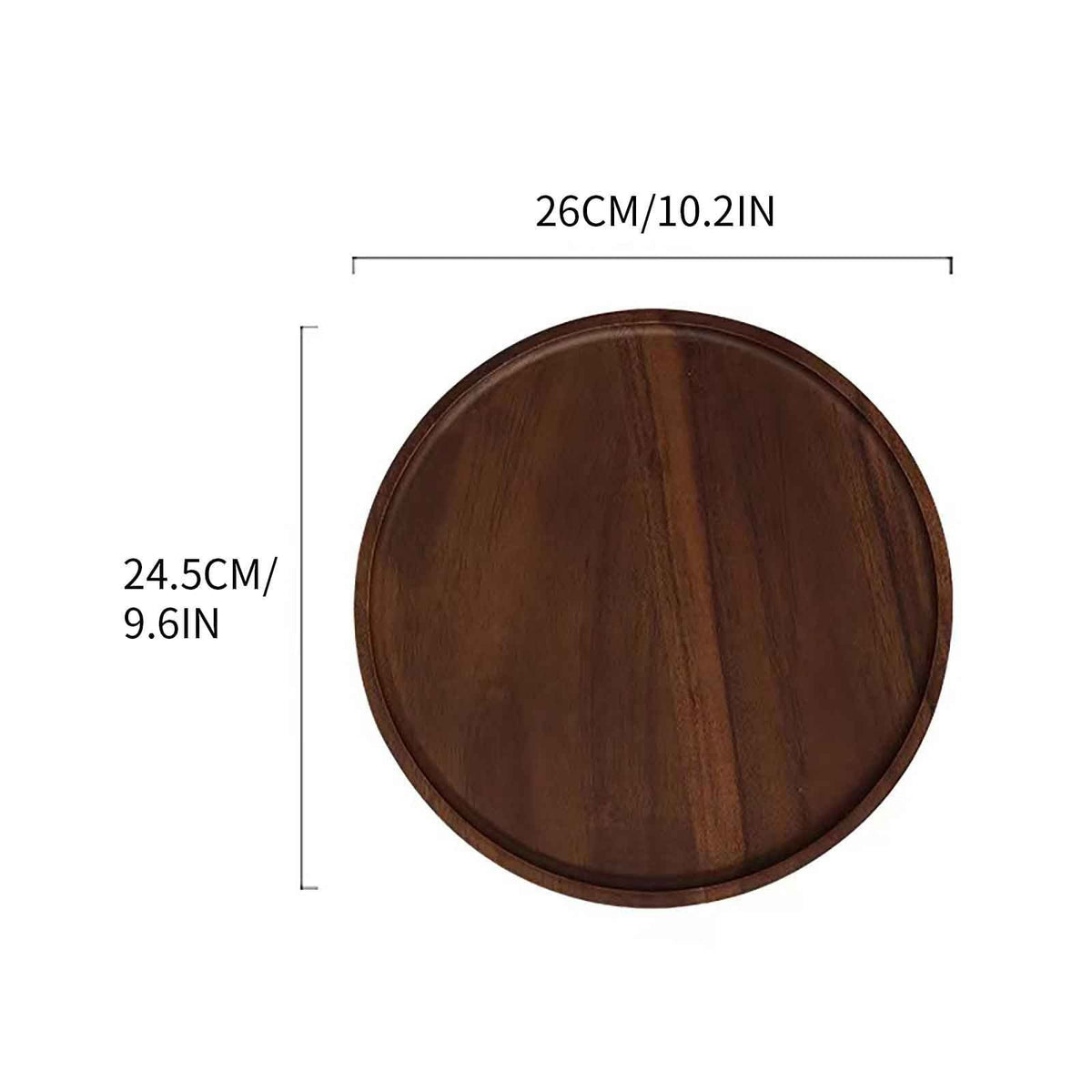 Wooden Round Serving Tray Dinner Plates Cup Holder Dessert Snack Food Tray