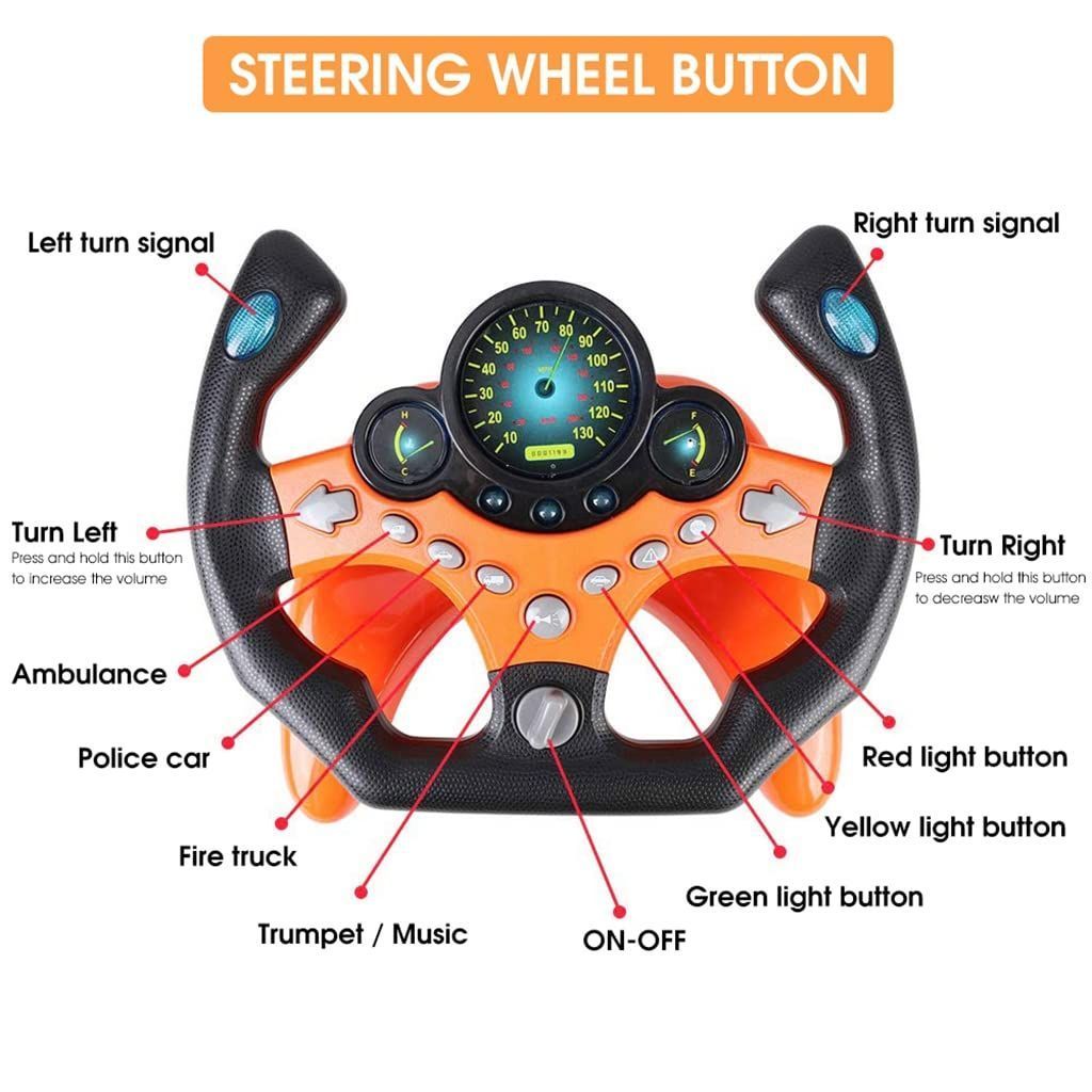 Steering Wheel Toy Music Driving Simulation Racing Play Learning Educational Toys for Children