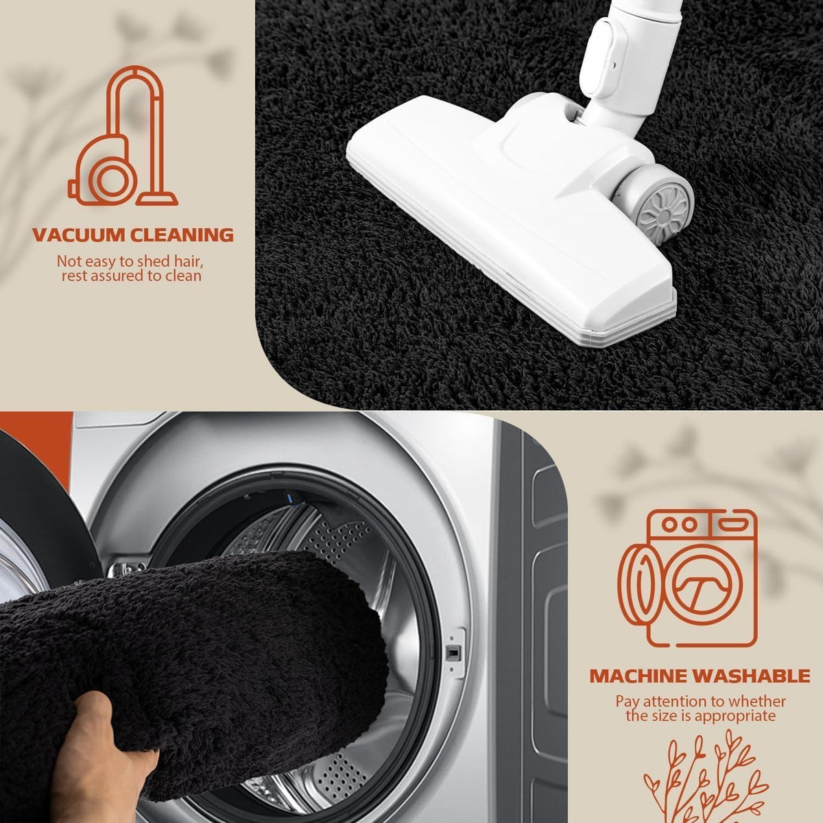 AIESY® Ultra-Soft Plush Washable Non Slip Floor Carpet