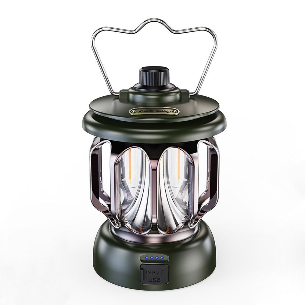 Retro Camping Lantern Portable Rechargeable Camping Lamp Emergency Light Torch