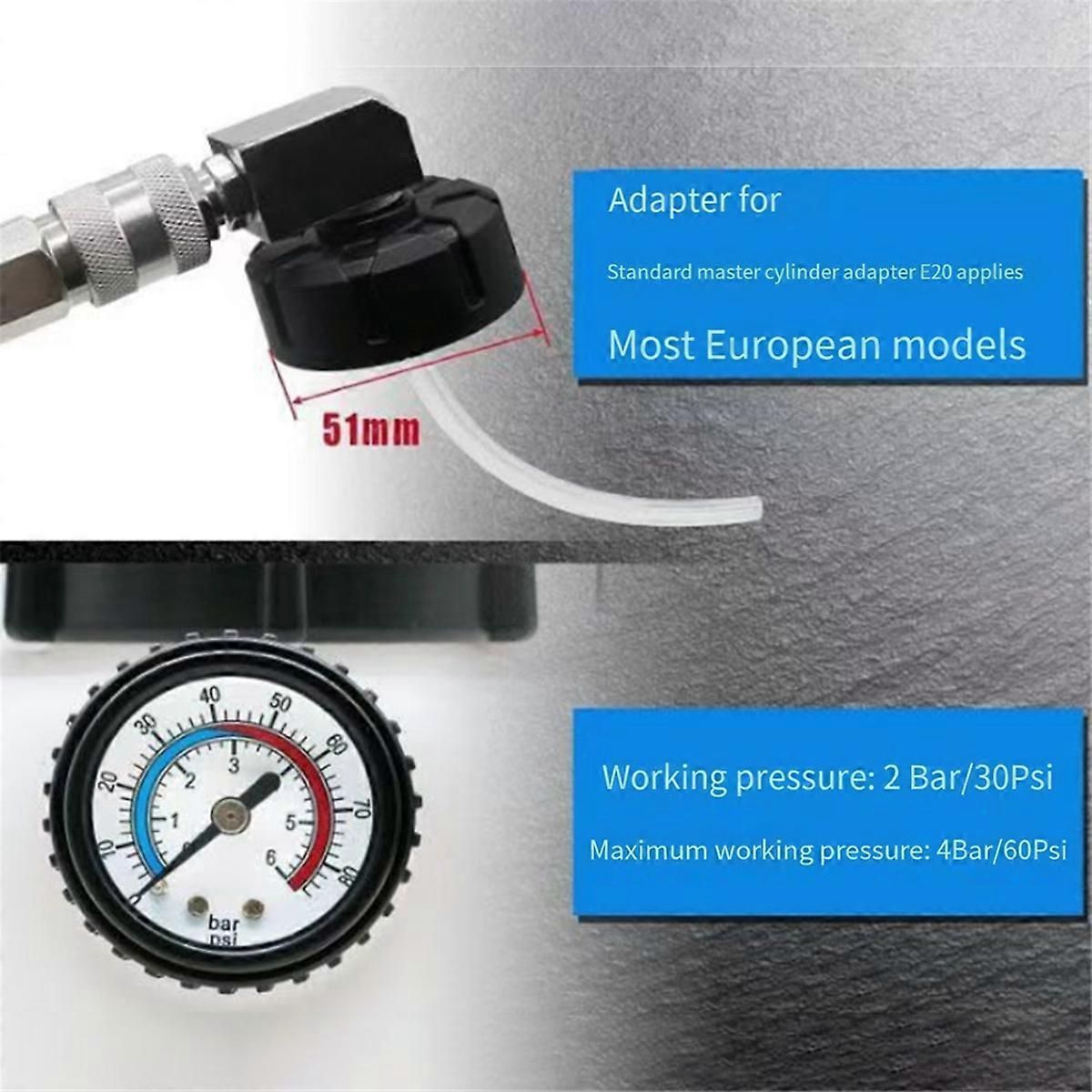 3L Brake Fluid Bleeder Kit With Pressure Gauge