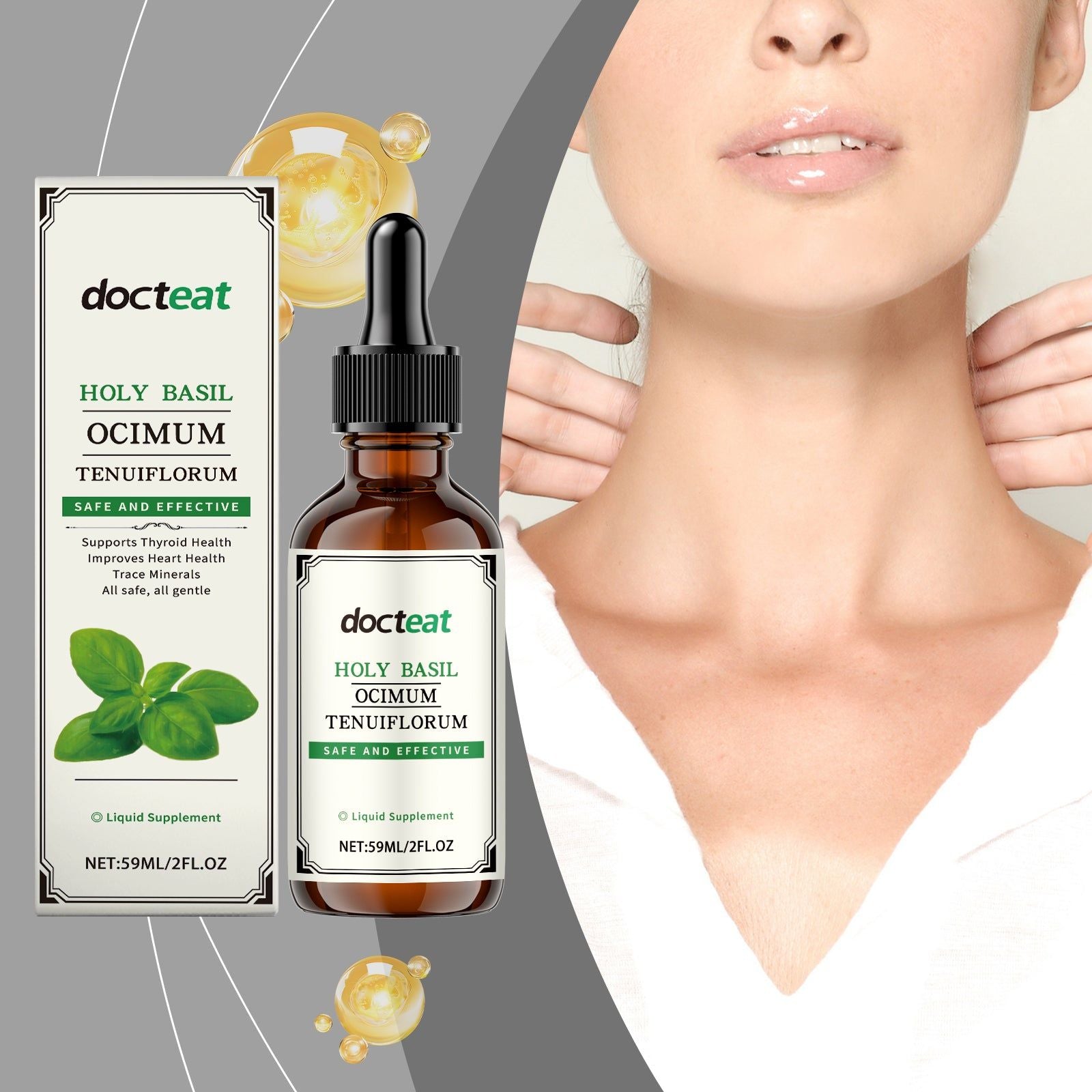 Thyroid Body Care Drops, Natural Energy Boost, Daily Vitality, Easy Massage Supplement ,59ml