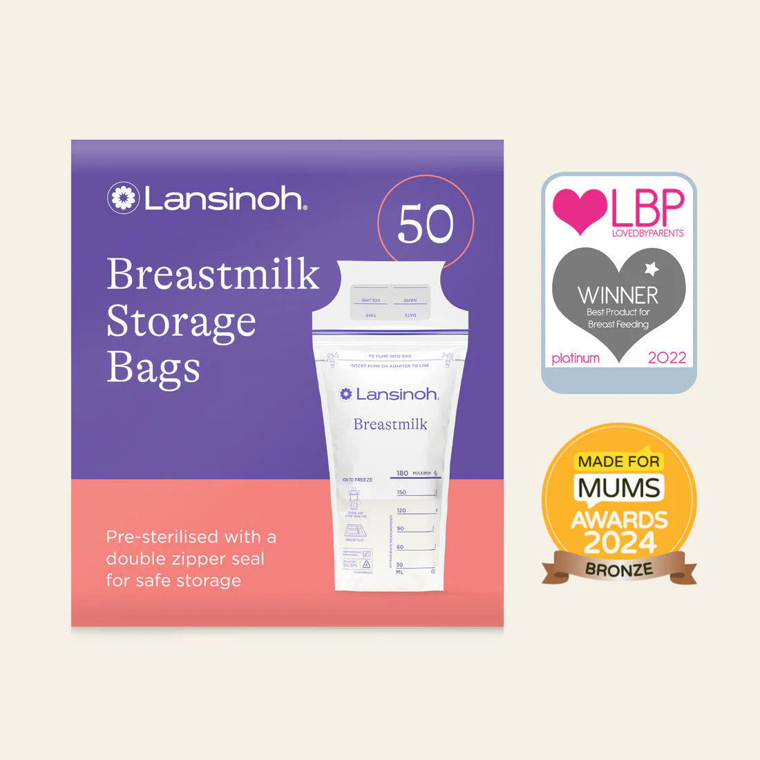 Lansinoh Breastmilk Storage Bags (Pack of 50)