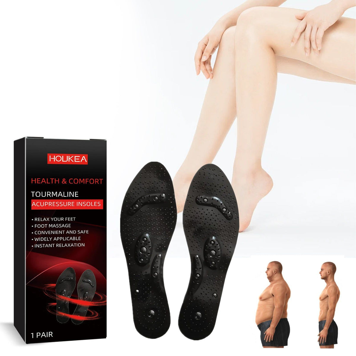 Revitalize Your Body with Tourmaline Acupressure Insoles, Boost Circulation, Relieve Swelling ,1pair