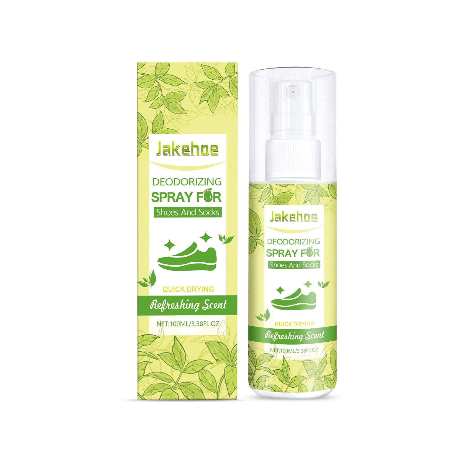 Antibacterial Shoe and Sock Deodorant Spray, Fresh Green Tea Fragrance, Odor Eliminator ,100ml