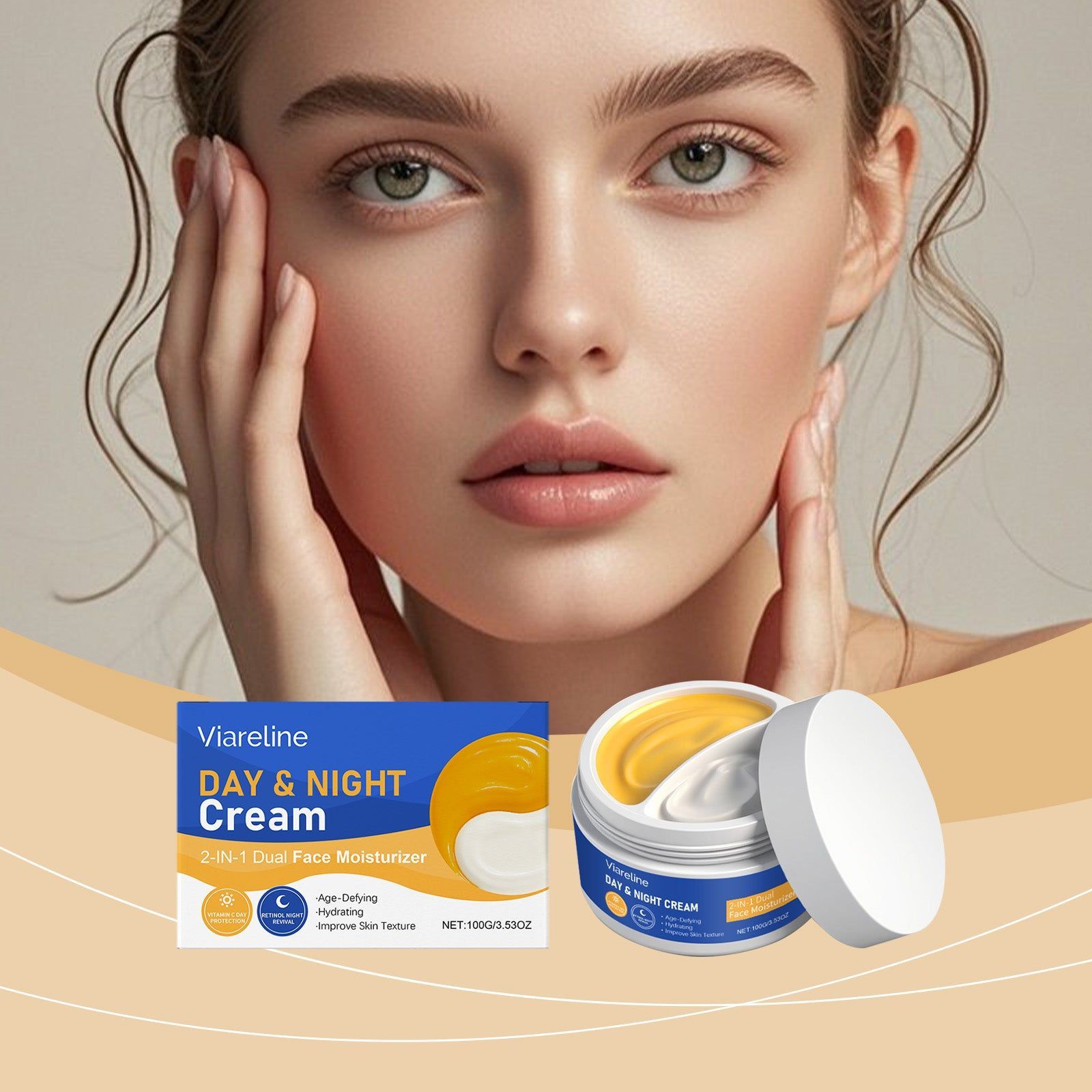 Day Night Facial Care Cream, Anti-Aging, Hydrating, Brightening, Moisturizer ,100g